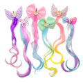 Jolof Store 6pcs Unicorn Rainbow Hair Extensions – Curly Clip-in for Girls