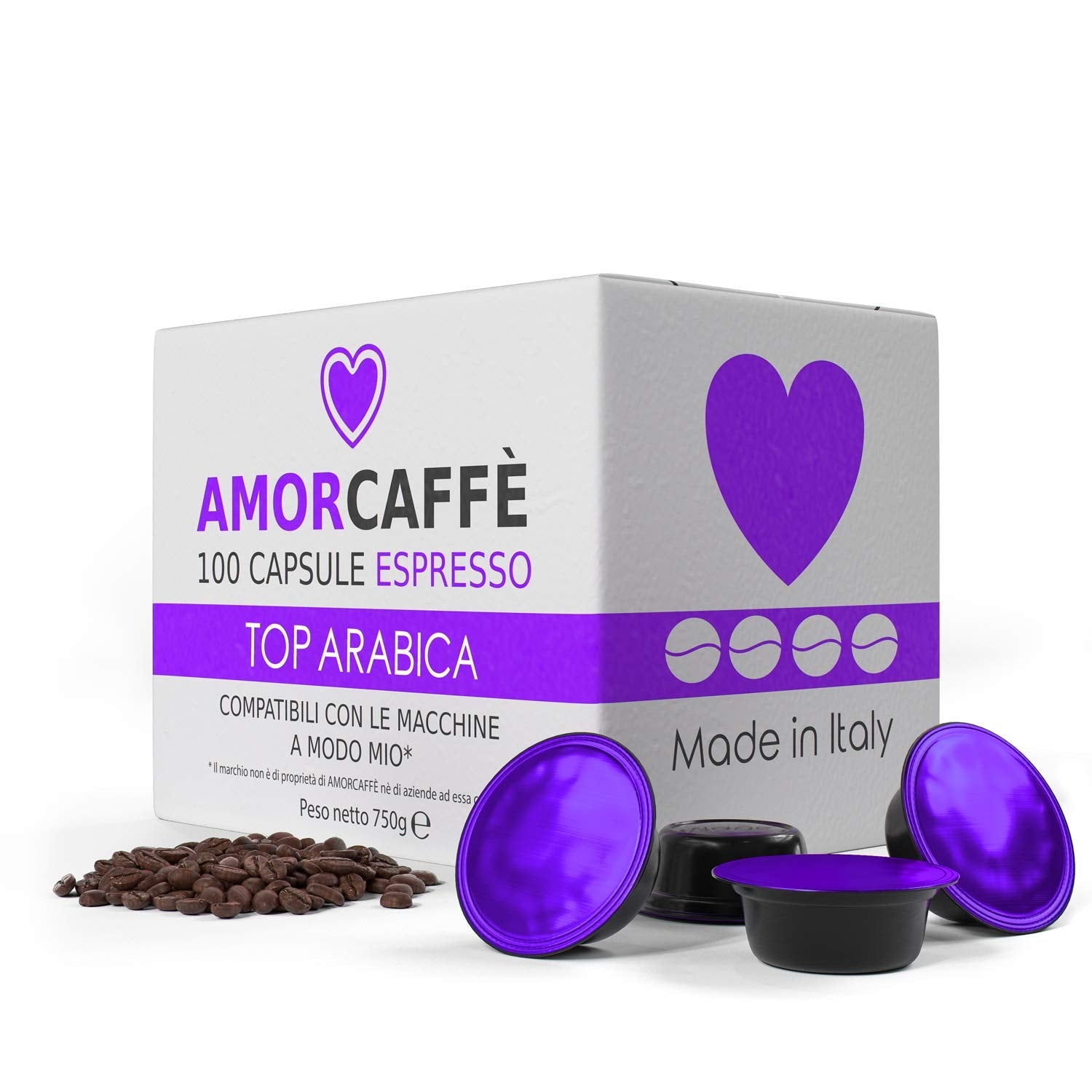Amorcaffe 100 Coffee Capsules | Lavazza A Modo Mio Compatible Arabica