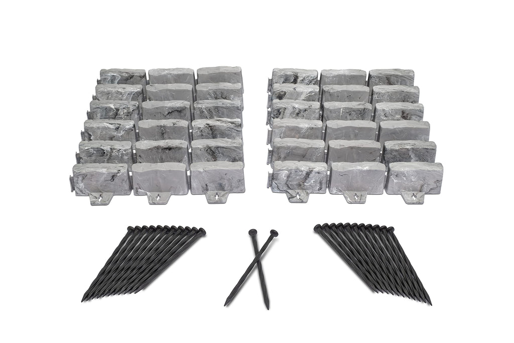 EasyFlex No-Dig Landscape Edging Kit – 15 Ft Stone-Look Garden Border
