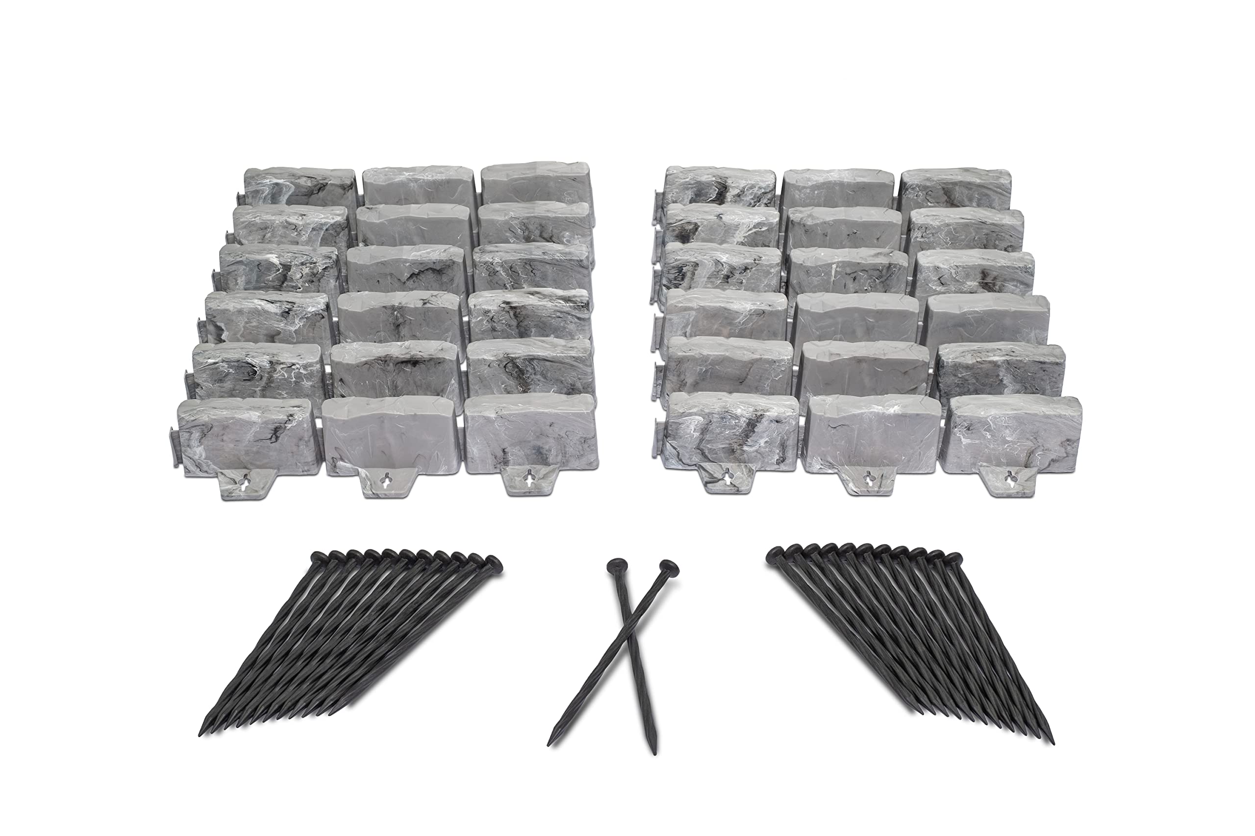 EasyFlex No-Dig Landscape Edging Kit – 15 Ft Stone-Look Garden Border