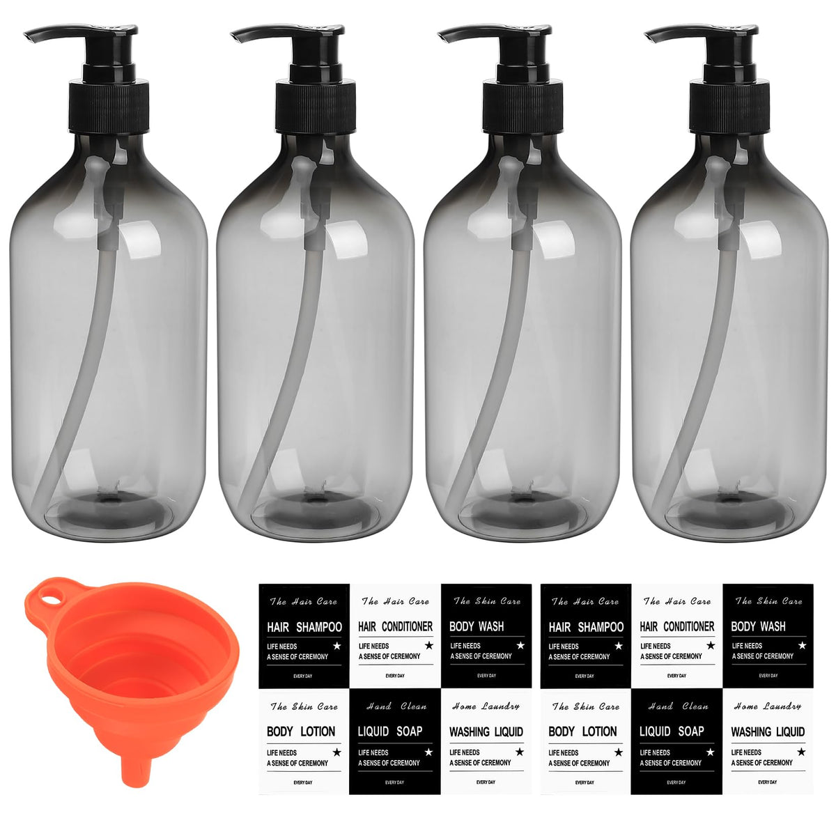 4 Pcs 500ml Soap Dispenser with Pump, Empty Refillable Pump Bottle Dispensers for Kitchen Bathroom Liquid Hand Dish Soap Dispenser Bottles Containers - image 1