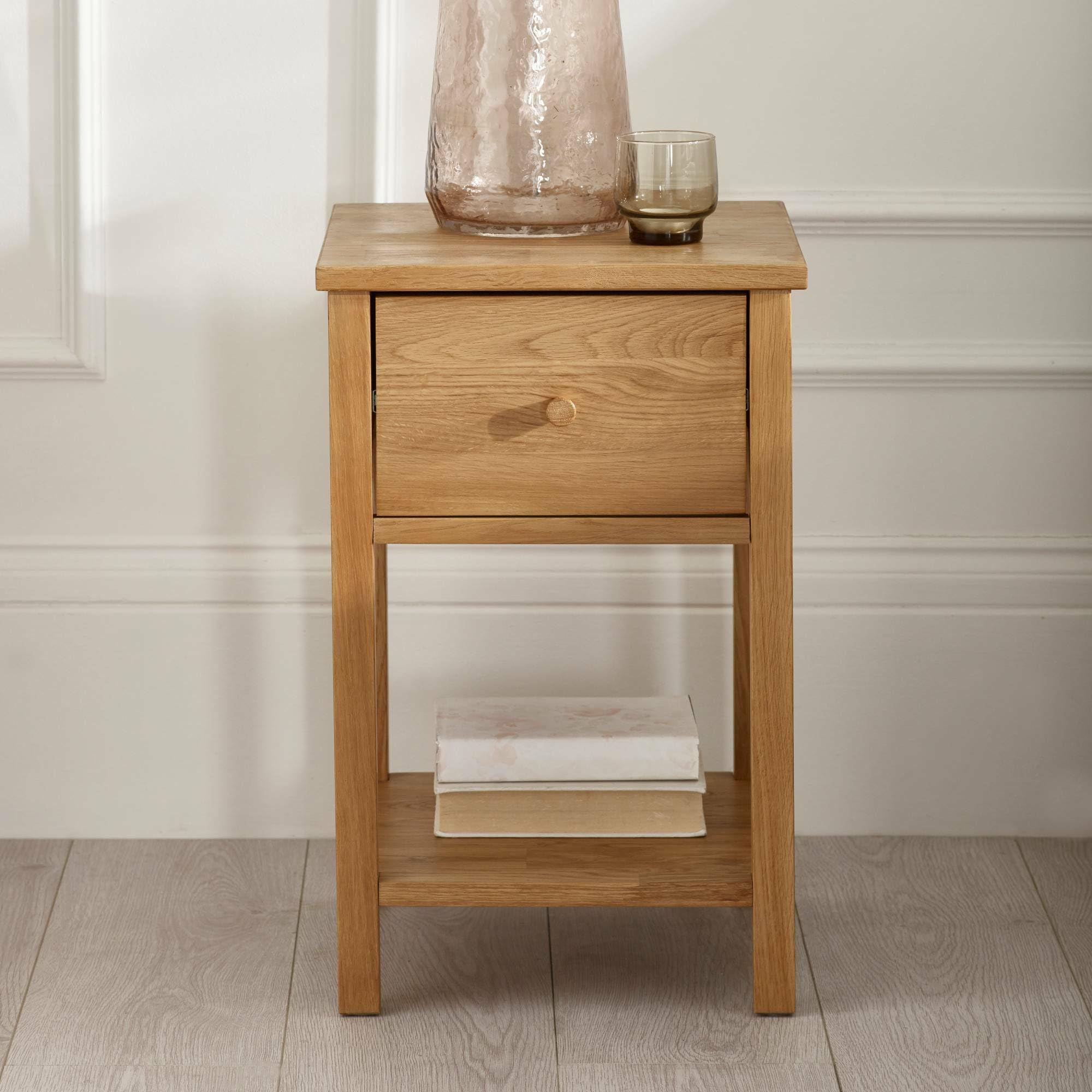 Julian Bowen Coxmoor Oak Bedside Table - 1 Drawer Nightstand