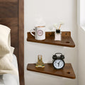 Jolof Store Floating Bedside Table - Set of 2 Walnut Wood Nightstands