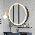 Janboe 26" Round LED Mirror Cabinet – Anti-Fog Dimmable Storage, Black