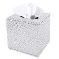 Discoball PU Leather Tissue Box Cover – Square Cube Napkin Holder, Silver