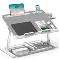 Potuopy Laptop Bed Desk – Adjustable Leather Foldable Stand, Grey