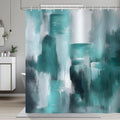 COZZSNUGE Teal Abstract Shower Curtain | Modern Geometric Polyester – 183x183cm