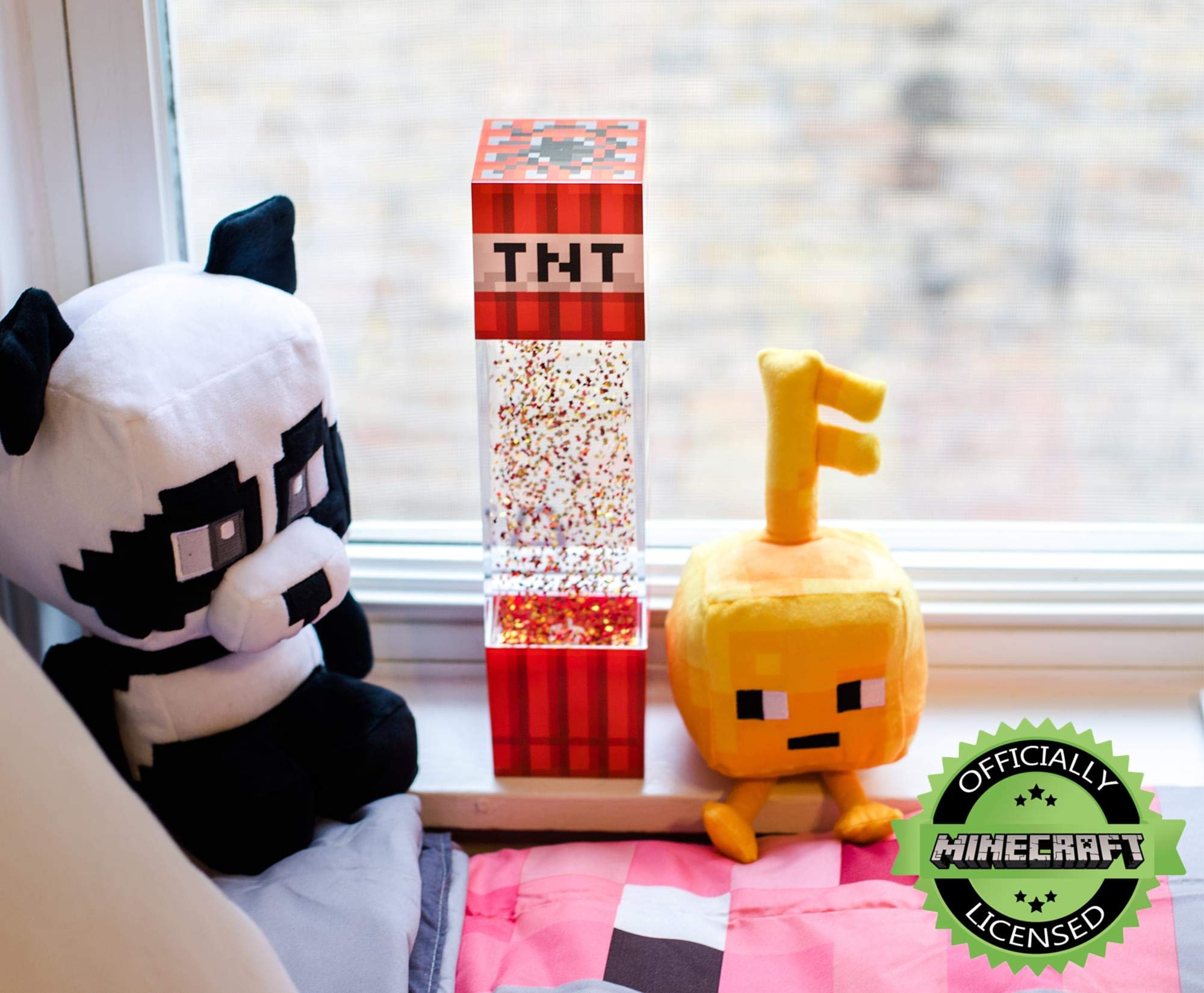 Minecraft TNT Block LED Glitter Motion Lamp | 12-Inch USB Gaming Light