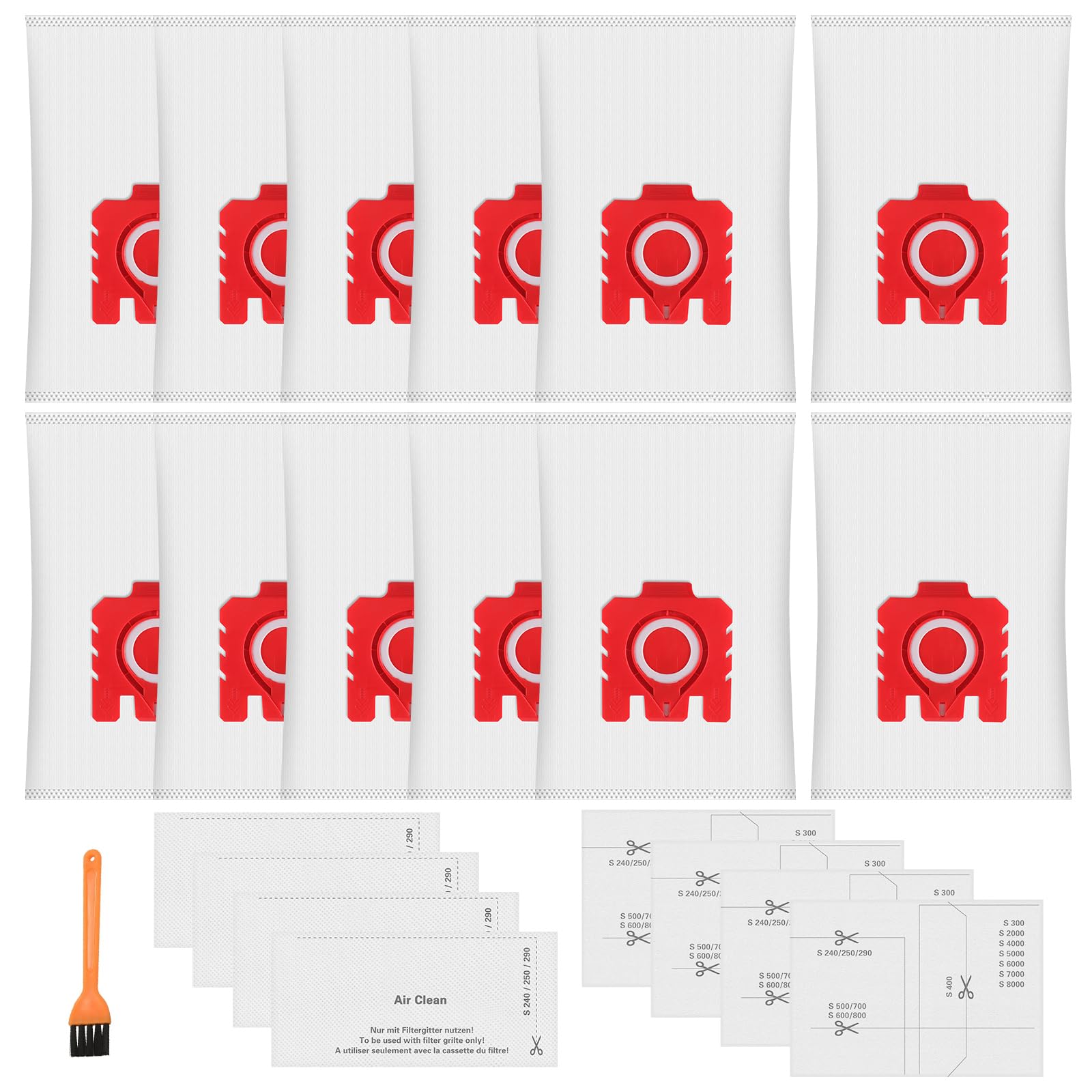 Miele FJM 3D Dust Bags - 12 Pack with Filters for Compact C1 C2 S4 S6