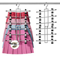 DAMITA Skirt Trouser Hangers with Clips Space Saving Hanging Closet Organizer 6 Tiers Multi Hanger with 360° Swivel Hook