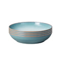 Denby Azure Haze Pasta Bowls | Set of 4 Large 1050ml Stoneware Blue