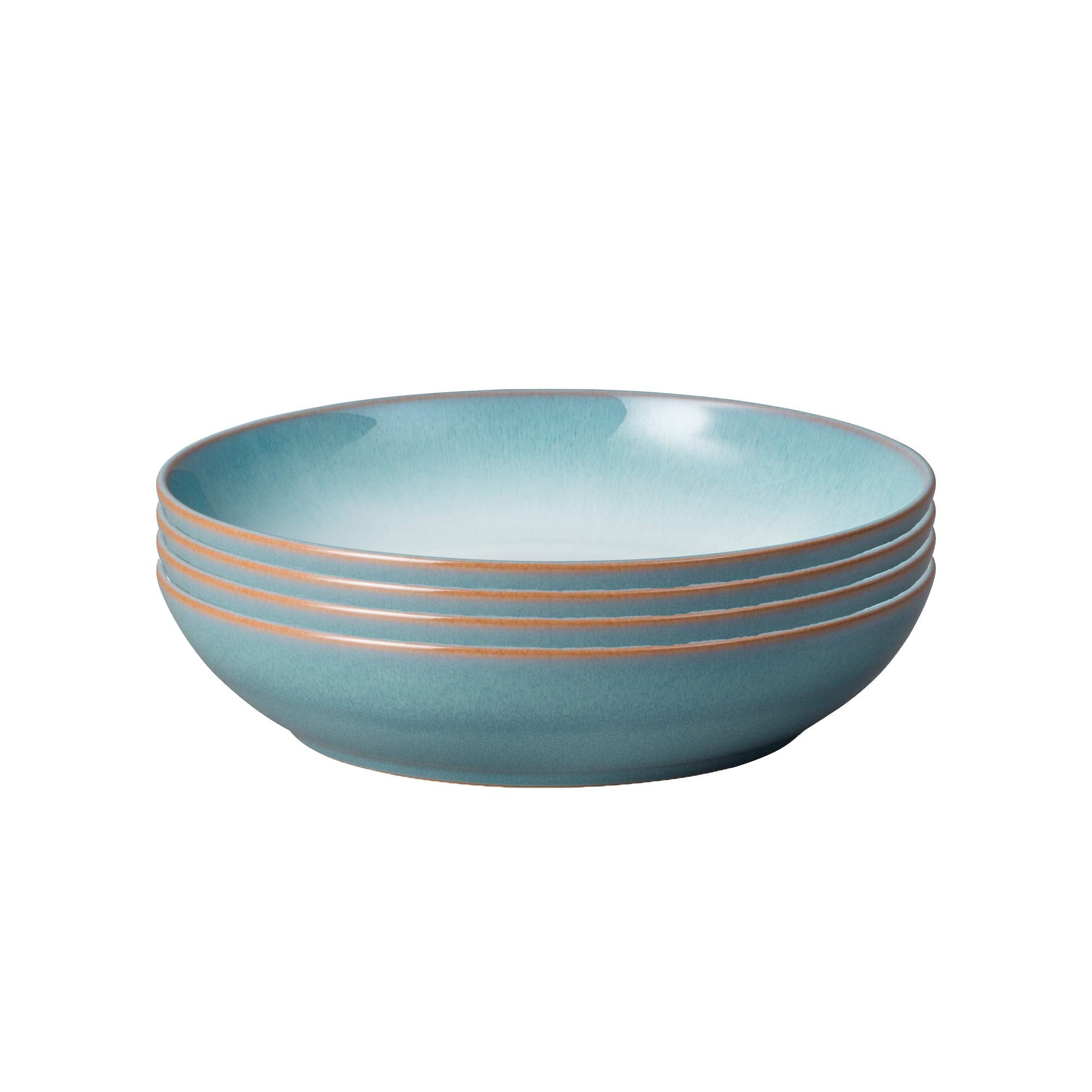 Denby Azure Haze Pasta Bowls | Set of 4 Large 1050ml Stoneware Blue