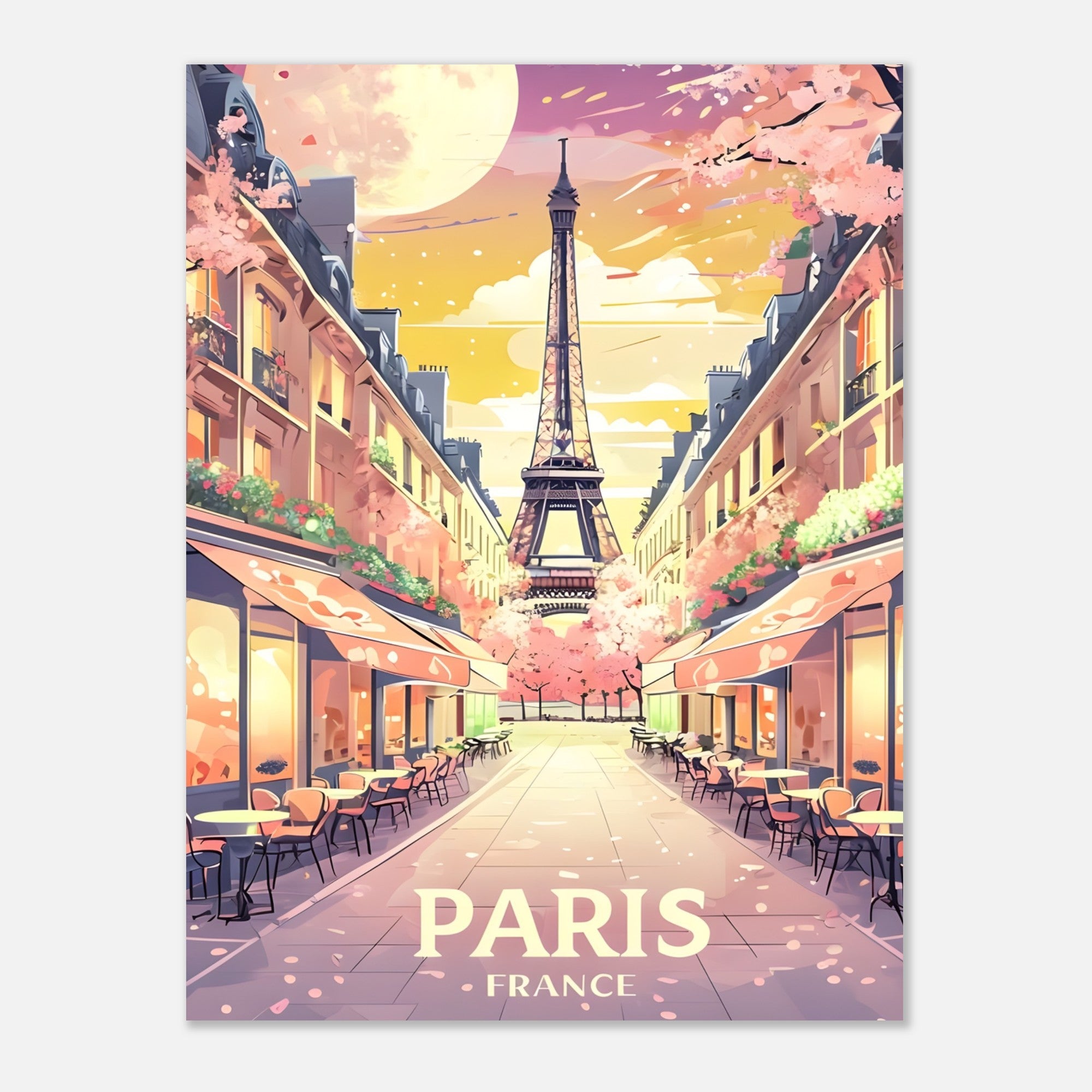 Paris Street Scene Wall Art - Eiffel Tower Sunset Print