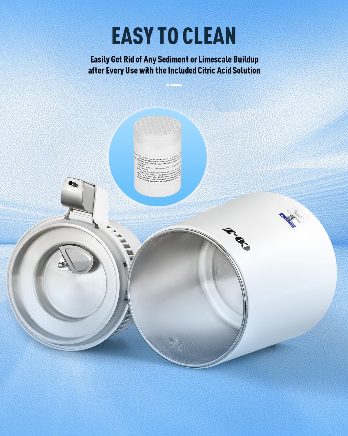 CO-Z 4L Countertop Water Distiller – Stainless Steel Purifier Machine