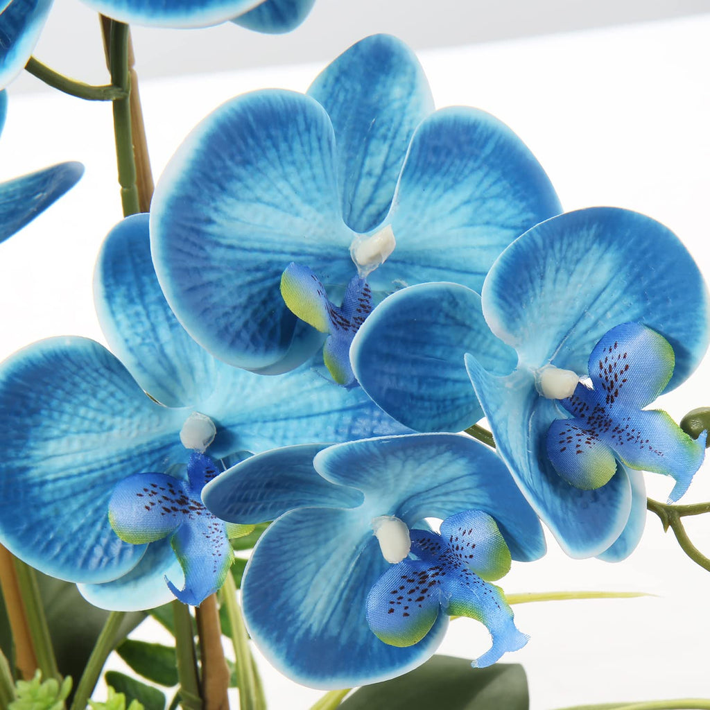 Briful 15" Artificial Phalaenopsis Orchid Bonsai in Silver Pot – Silk Flowers