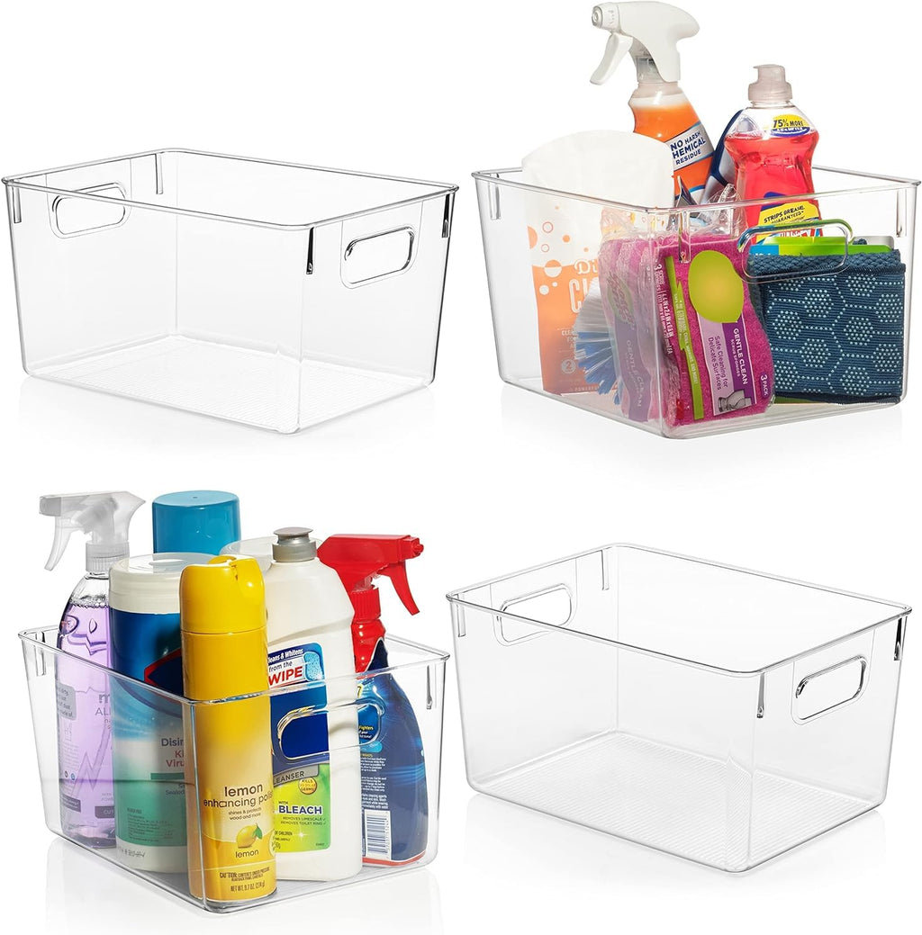 CLEARSPACE Clear Plastic Storage Bins – Stackable Pantry & Fridge Organizer