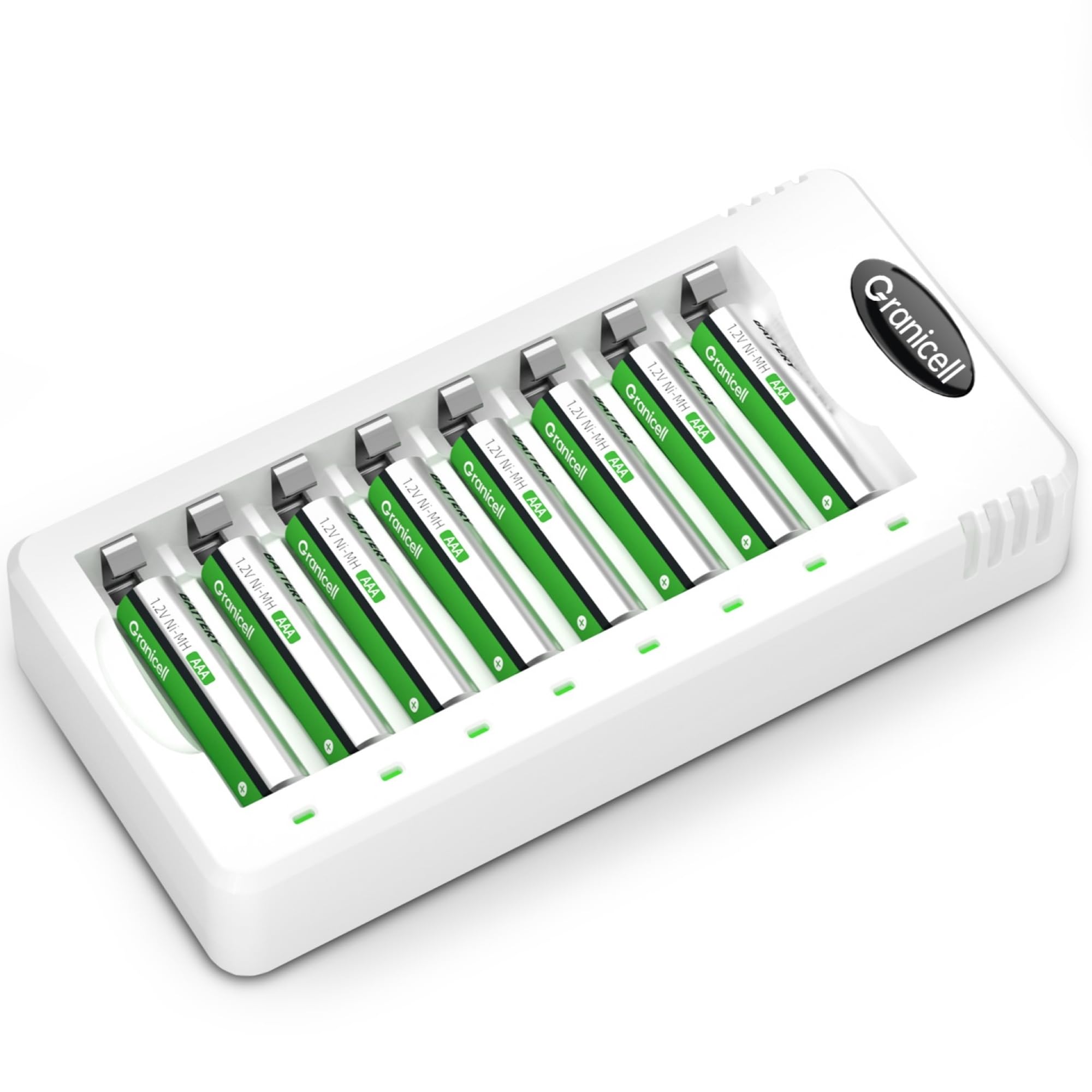 Granicell AAA Rechargeable Batteries (8 Pcs) with 8-Slot Smart Charger