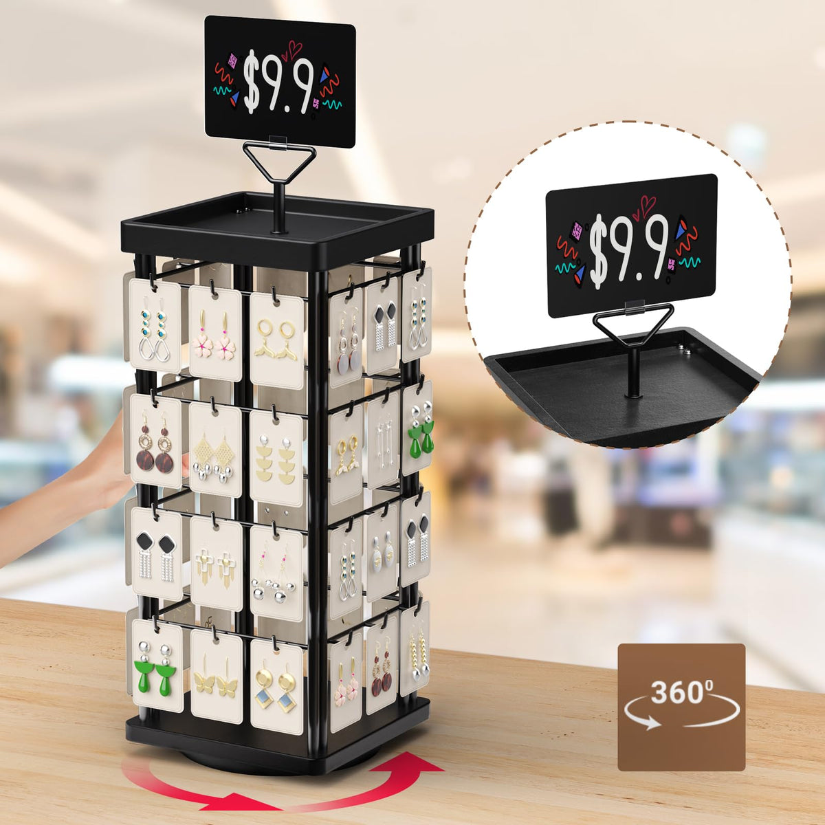 THYGIFTREE Rotating Earring Display for Vendors, Jewelry Display Stand for Selling, Necklace Display Stands Earring Cards for Selling Bracelets - image 5