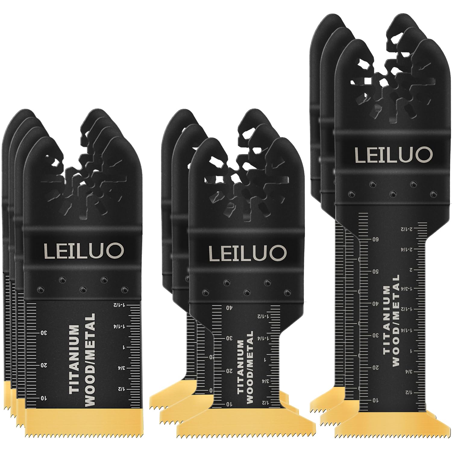 LEILUO 10 Pcs Titanium Oscillating Multitool Blades for Wood and Nails