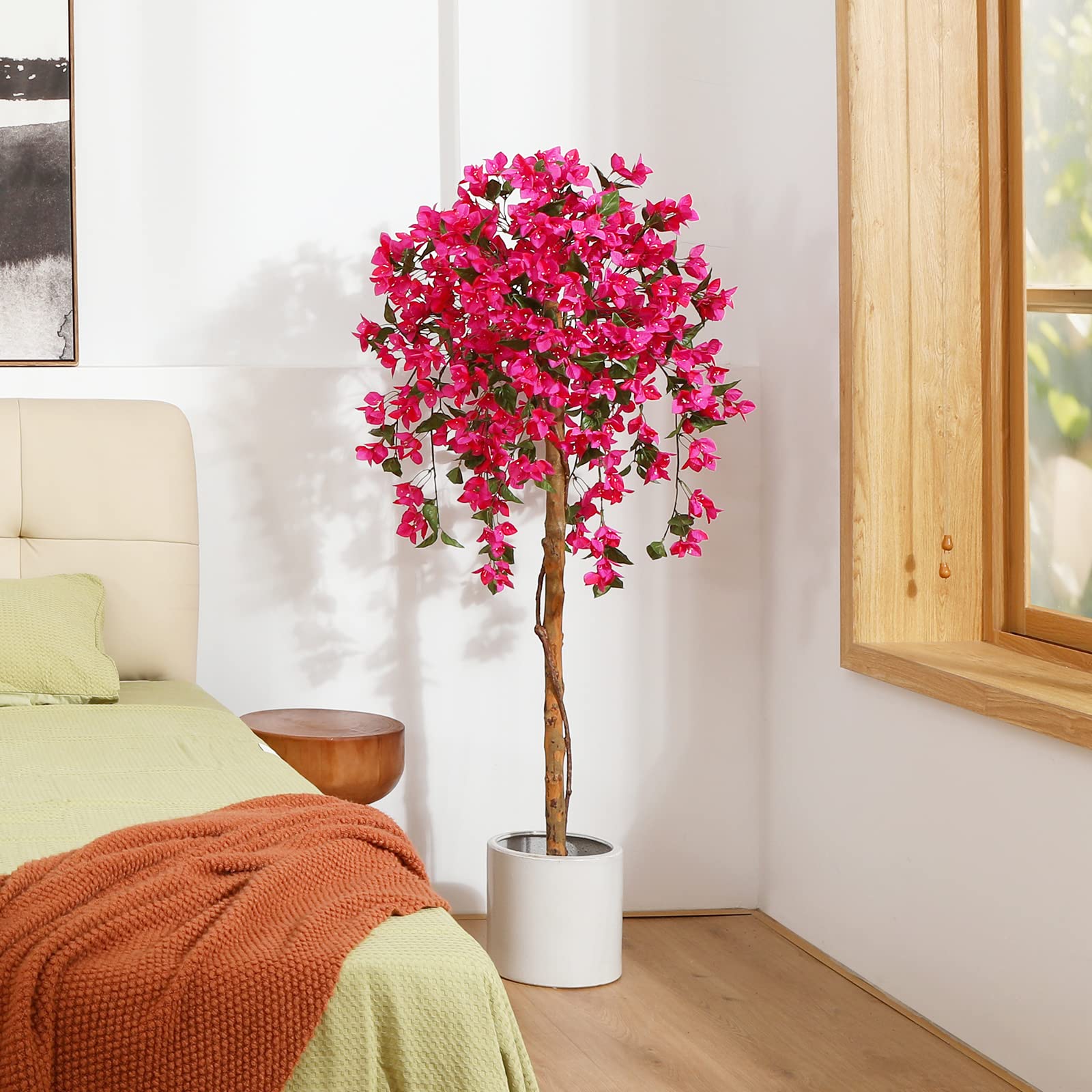Fopamtri 150cm Artificial Bougainvillea Tree | Pink Blossom Fake Plant