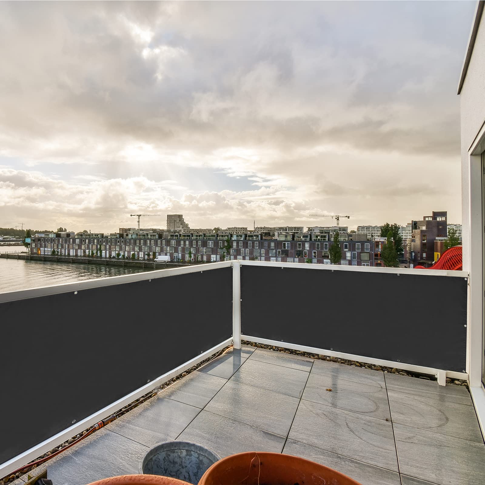 CCLIFE Balcony Privacy Screen | Opaque UV Protection | 75 x 300 cm
