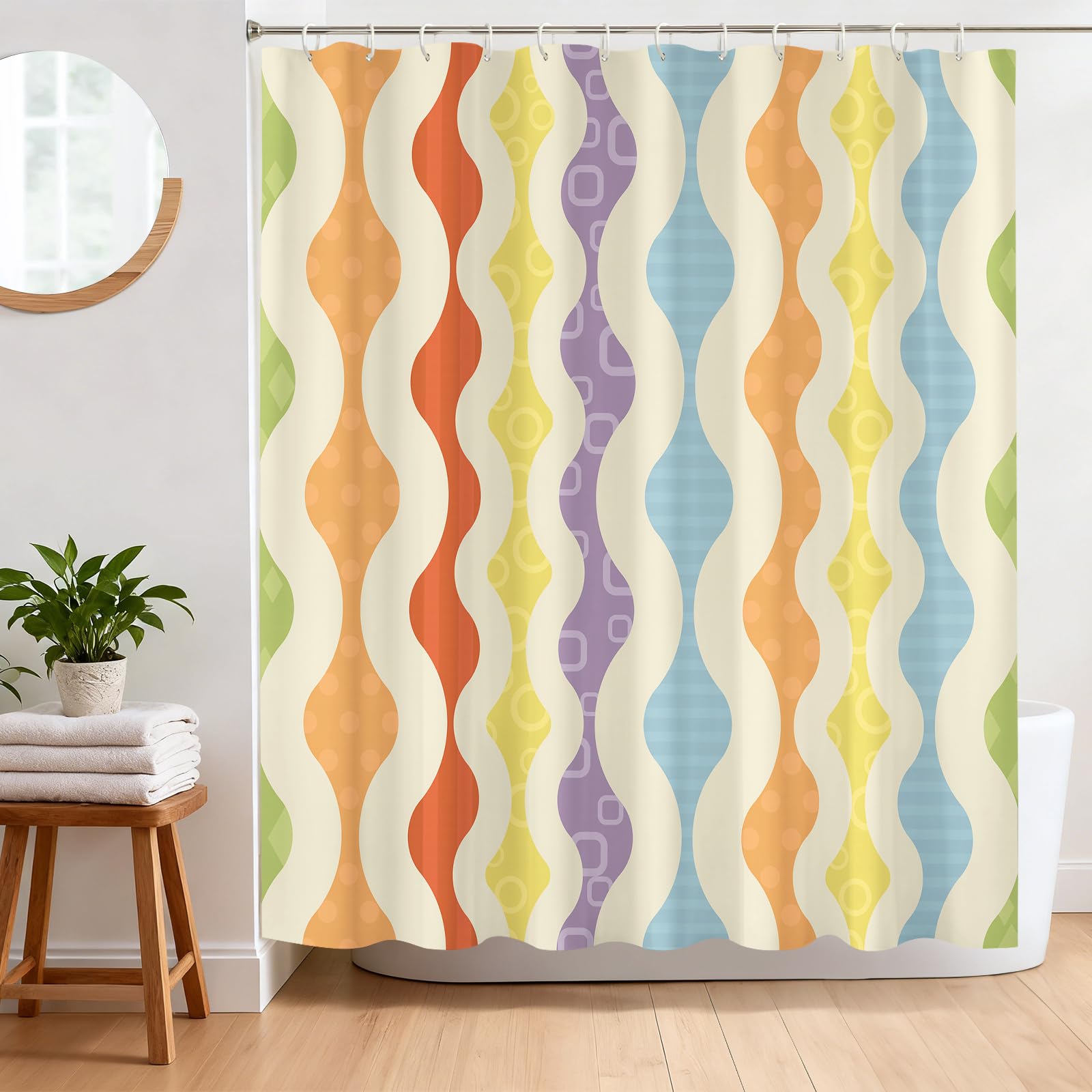 BREASOME Abstract Geometric Shower Curtain | Waterproof Polyester 180x180cm