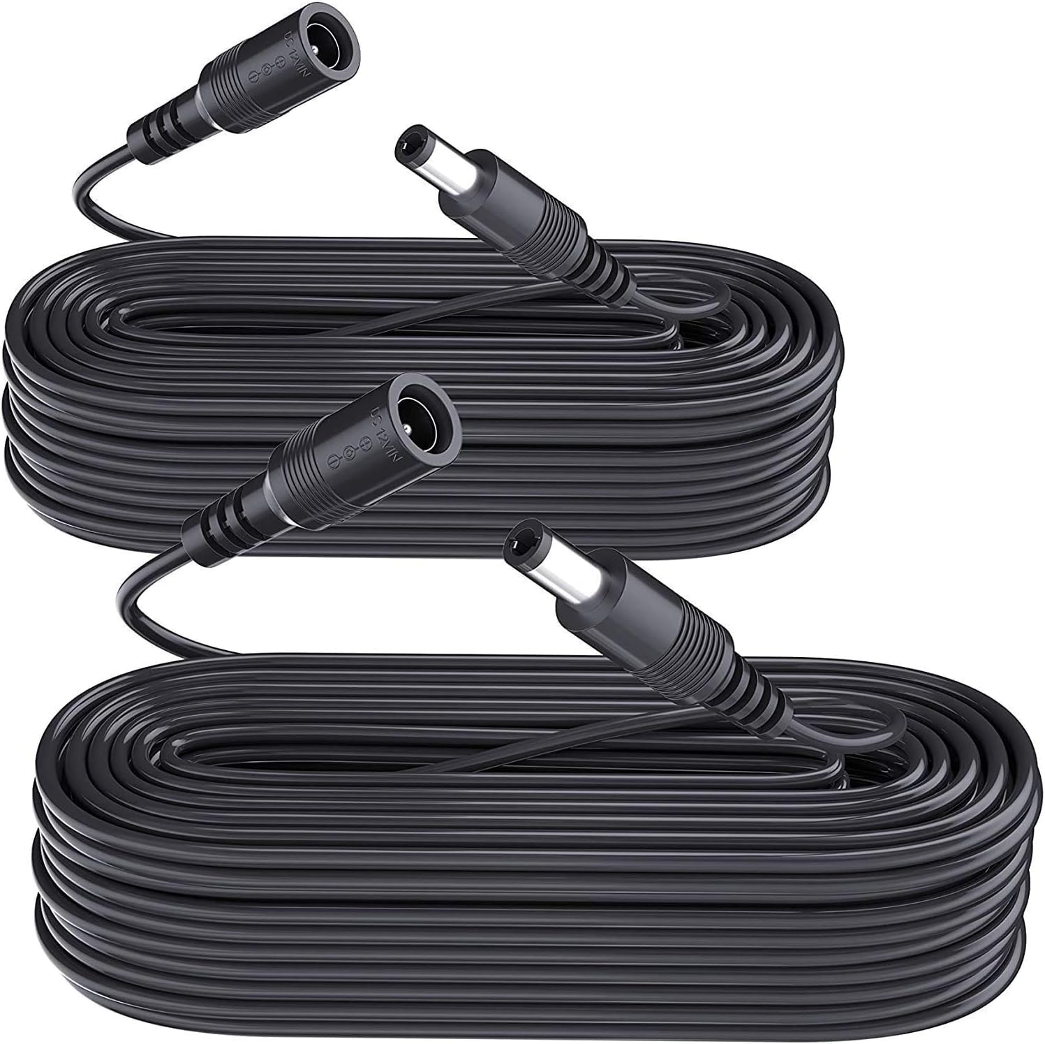 2-Pack 33ft DC 12V Power Extension Cable for CCTV Cameras