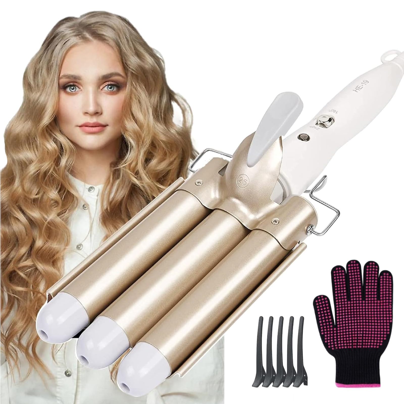 flintronic 3 Barrel Hair Waver – 25mm Ceramic Triple Curling Iron