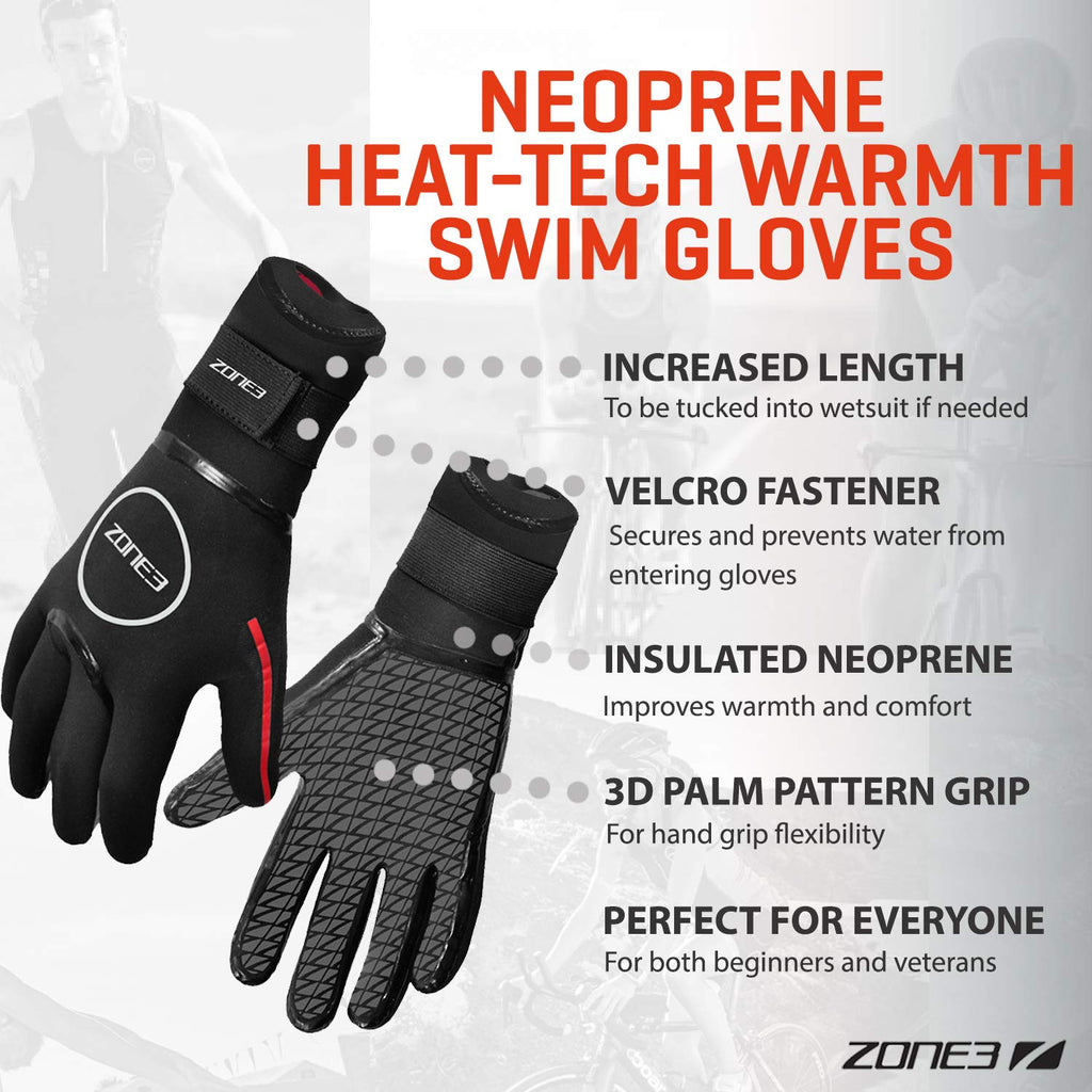 Zone3 Neoprene Heat Tech Swimming Gloves – 3.5mm Thermal Titanium
