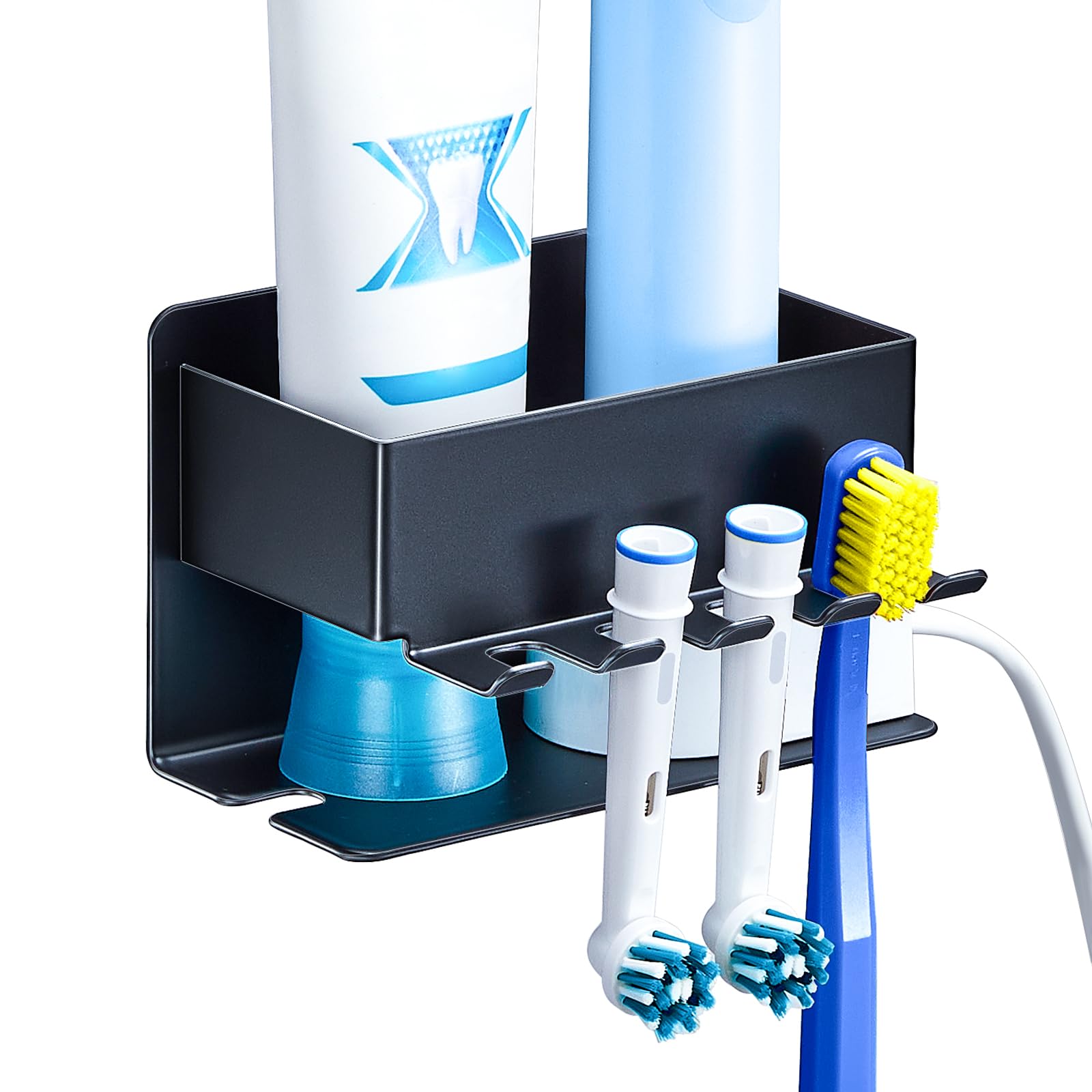 YYBO Wall Mounted Toothbrush Holder – Black Stainless Steel Adhesive