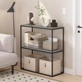 Furinno MORETTI 2-Tier Stackable Grey Book Shelf, Metal Frame Storage Shelves, Rectangular Display Shelf, Easy Assembly, for Organization and Storage - image 1