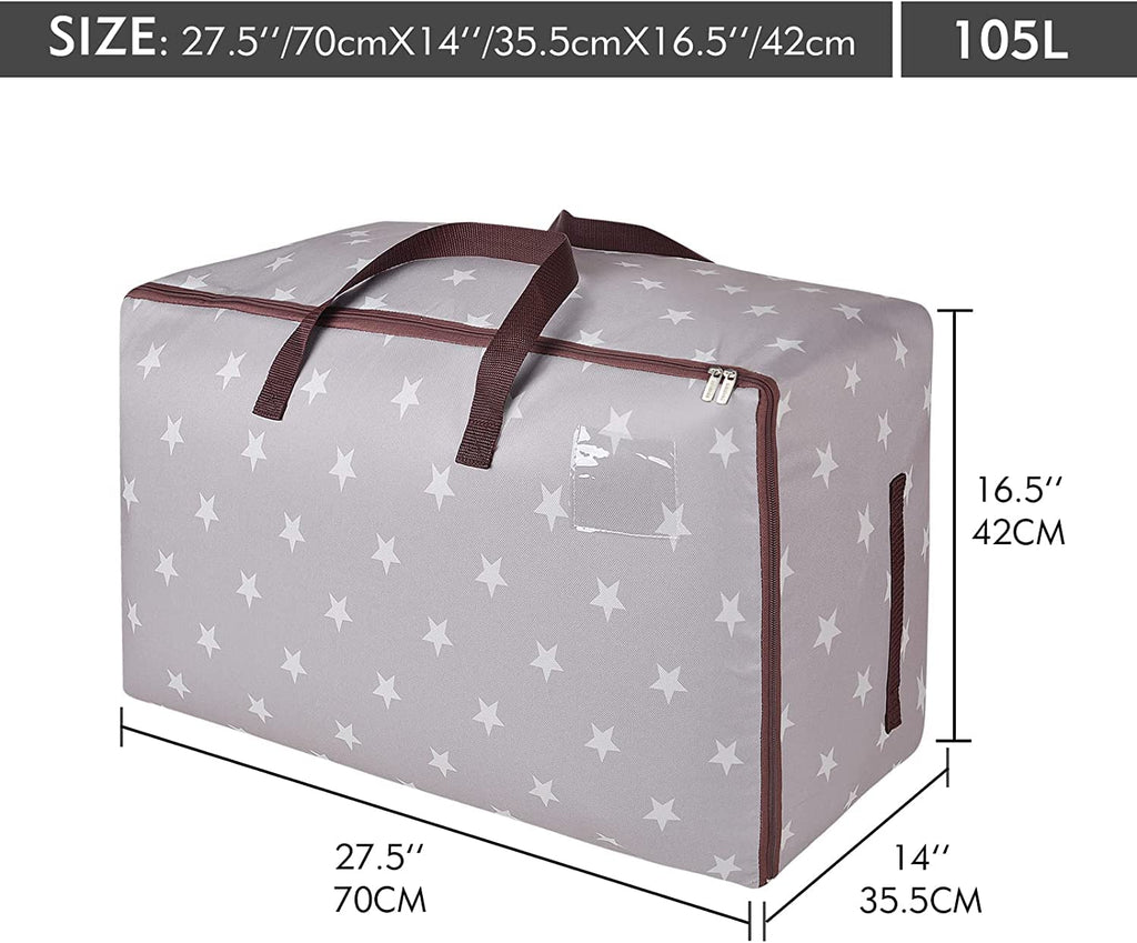 DOKEHOM 3-Pack 105L Large Storage Bag, Underbed Clothes Organizer, Grey - image 3