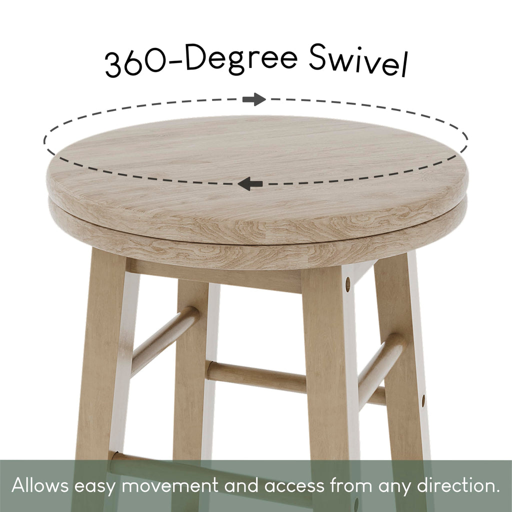Chef Vida Modern Swivel Bar Stool | Solid Pine Wood Kitchen Seat