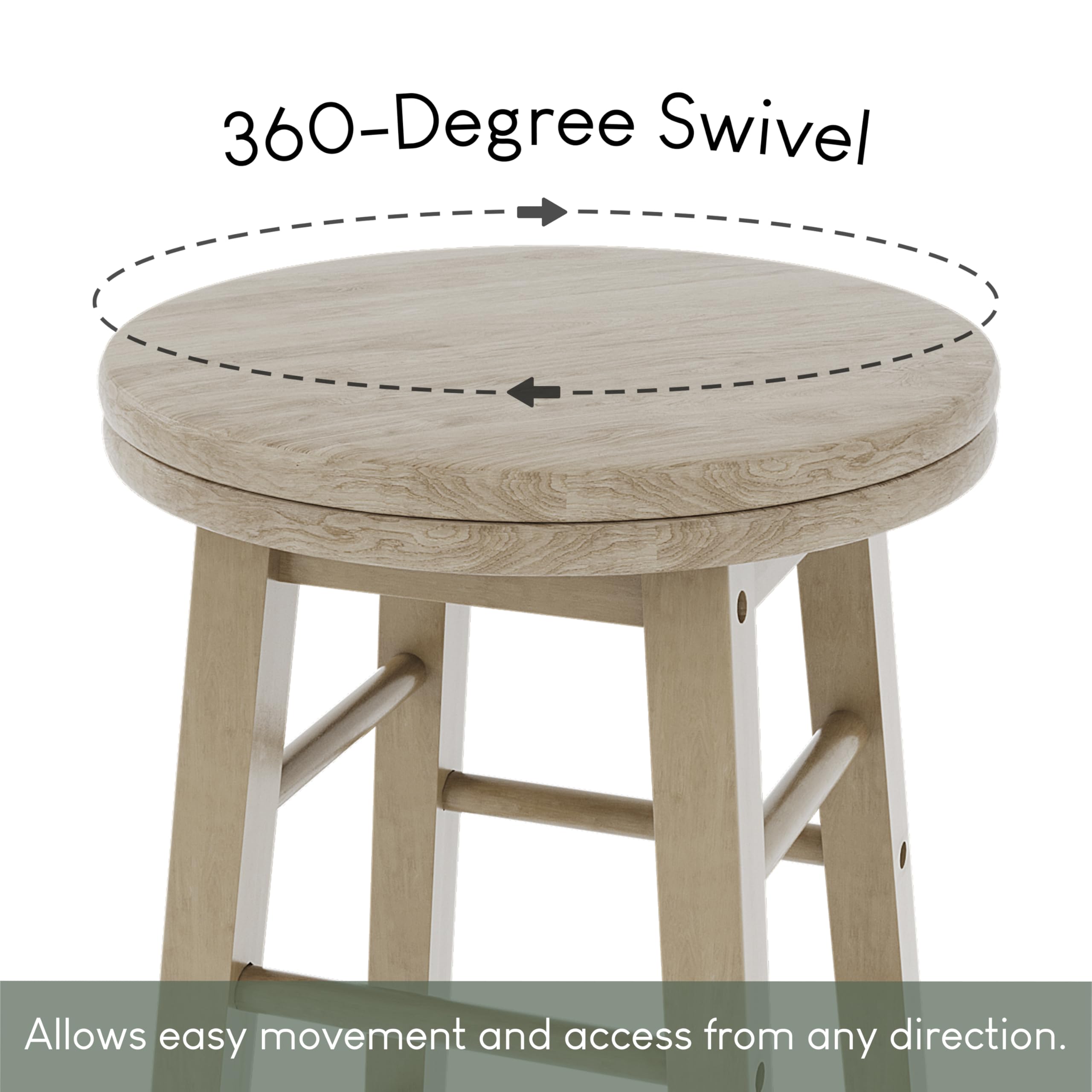 Chef Vida Modern Swivel Bar Stool | Solid Pine Wood Kitchen Seat