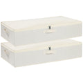 YheenLf Under Bed Storage Containers – 2-Pack Linen Clothes Boxes, Beige
