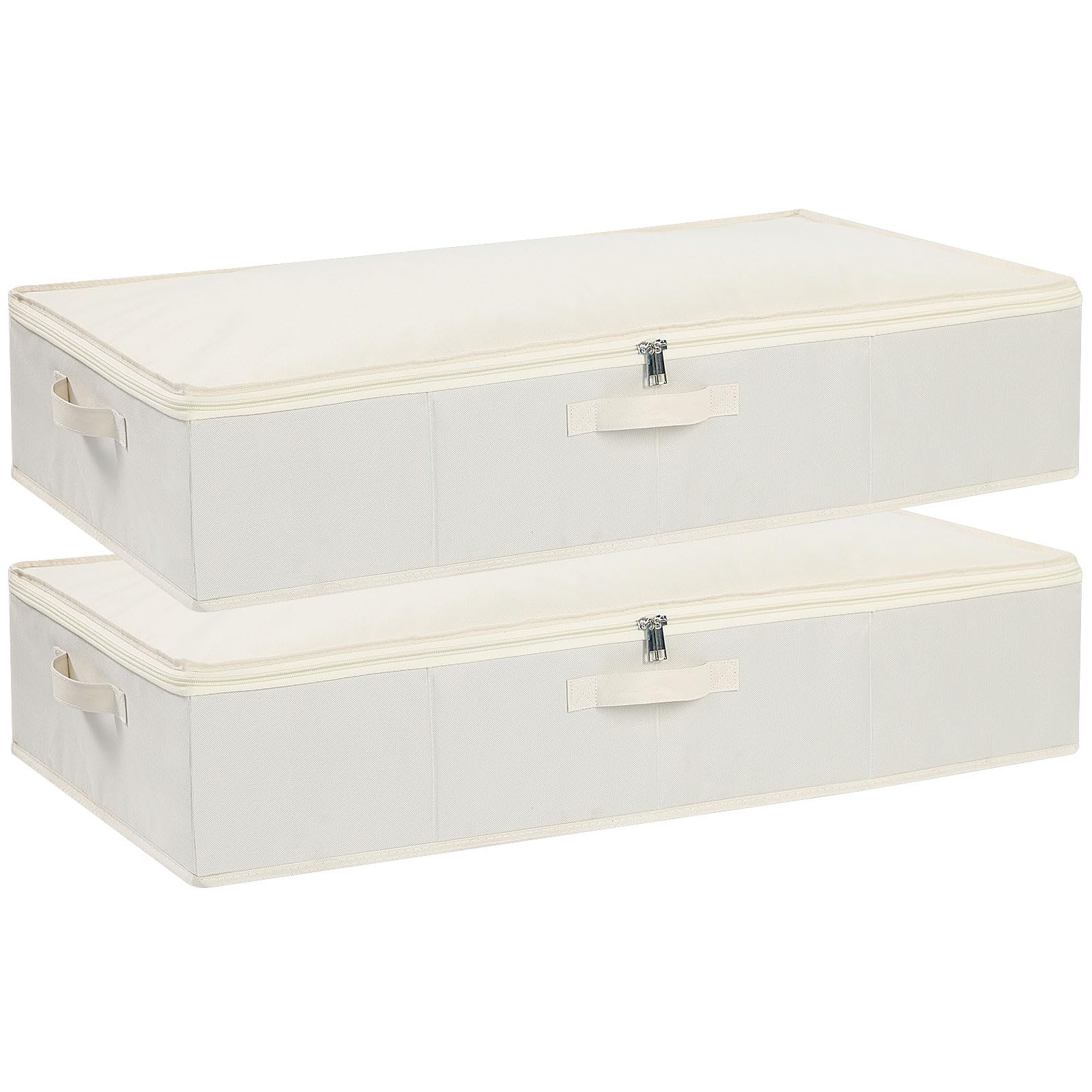 YheenLf Under Bed Storage Containers – 2-Pack Linen Clothes Boxes, Beige