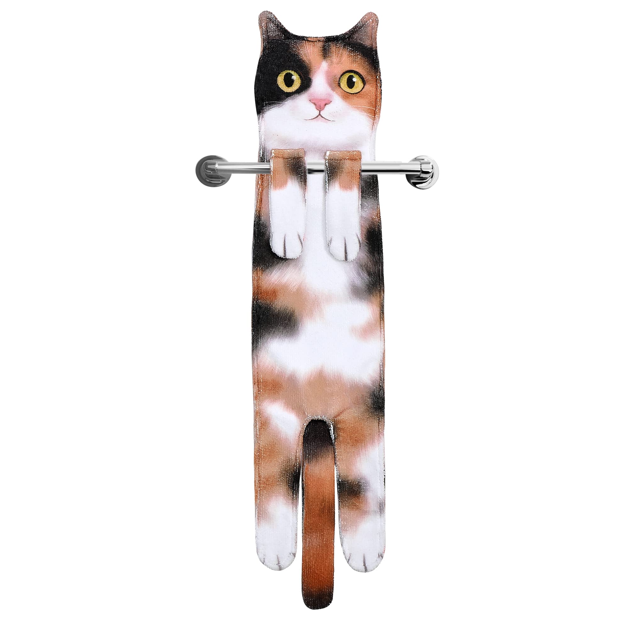 AGRIMONY Cat Hand Towels – Cute Hanging Absorbent Bathroom & Kitchen Decor