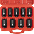 Ginour 1/2" Deep Impact Socket Set | 9-Piece Metric Cr-Mo Steel (29-38mm)