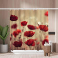 Red Poppy Floral Shower Curtain – Mold Resistant Polyester