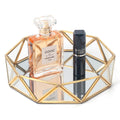 Gold Mirror Decorative Tray – Glass Perfume & Makeup Organiser