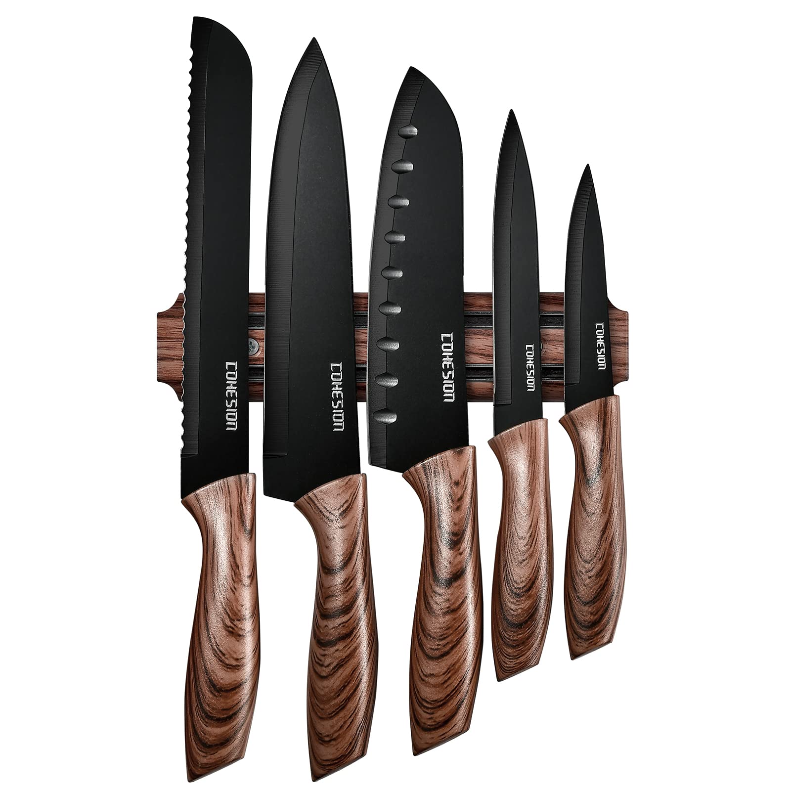 Cohesion 5-Piece Ultra Sharp Kitchen Knife Set with Magnetic Holder