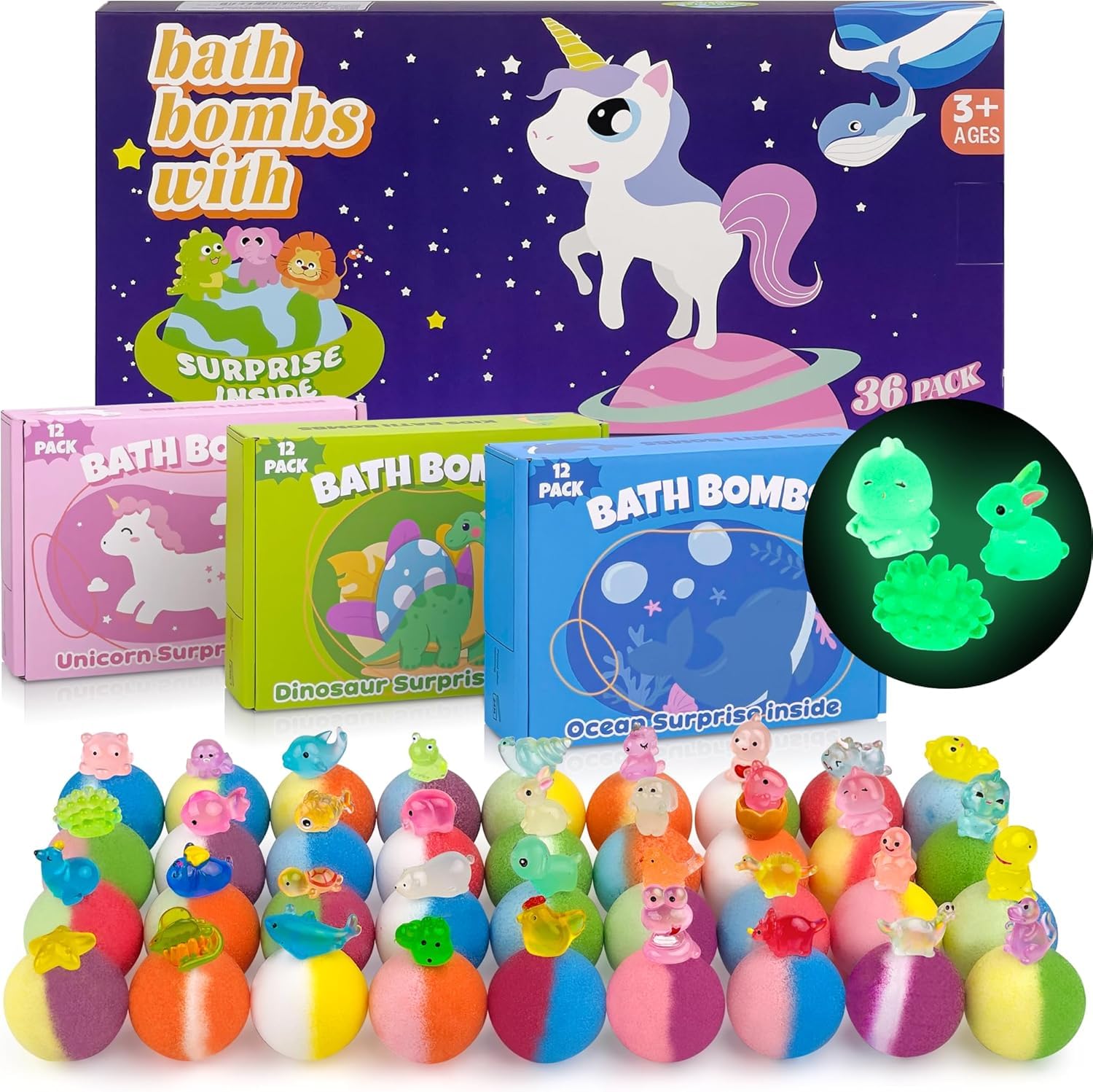 Kids Bath Bombs with Toy Inside – 36 Pcs Organic Bubble Bath
