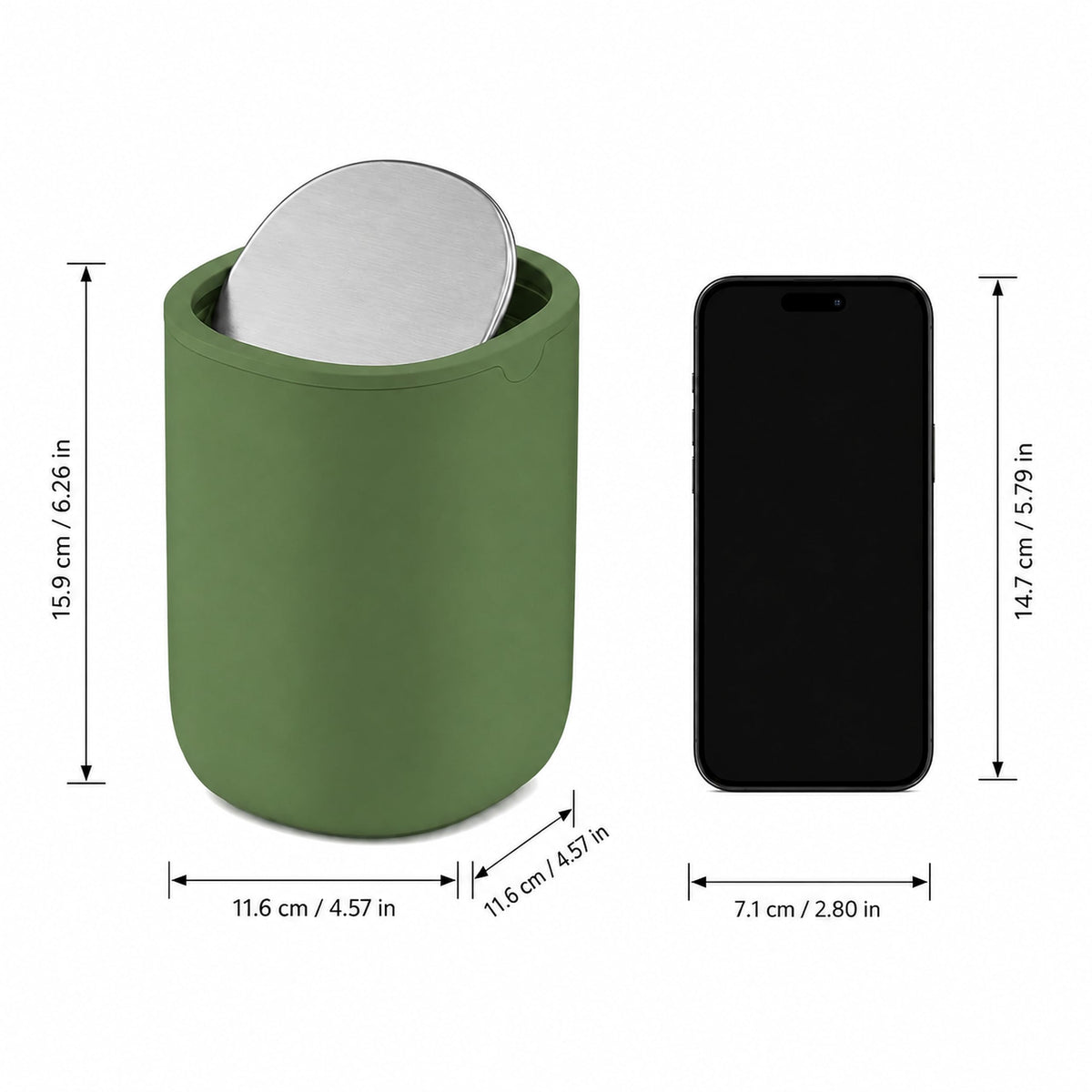 EverGrove Mini Table Bin,Desktop Trash Can Canopy Green, 1.5, Litres - image 2