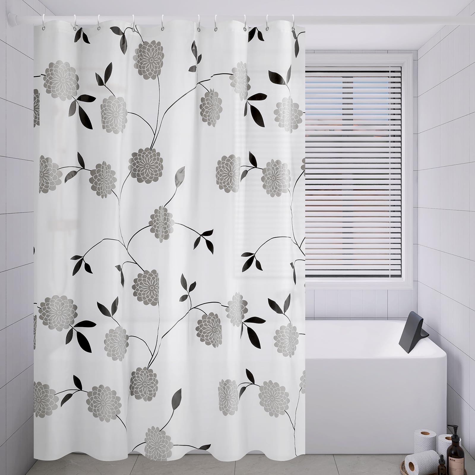 Lkw Ogechi Flower Shower Curtain | Extra Wide PEVA Waterproof Liner