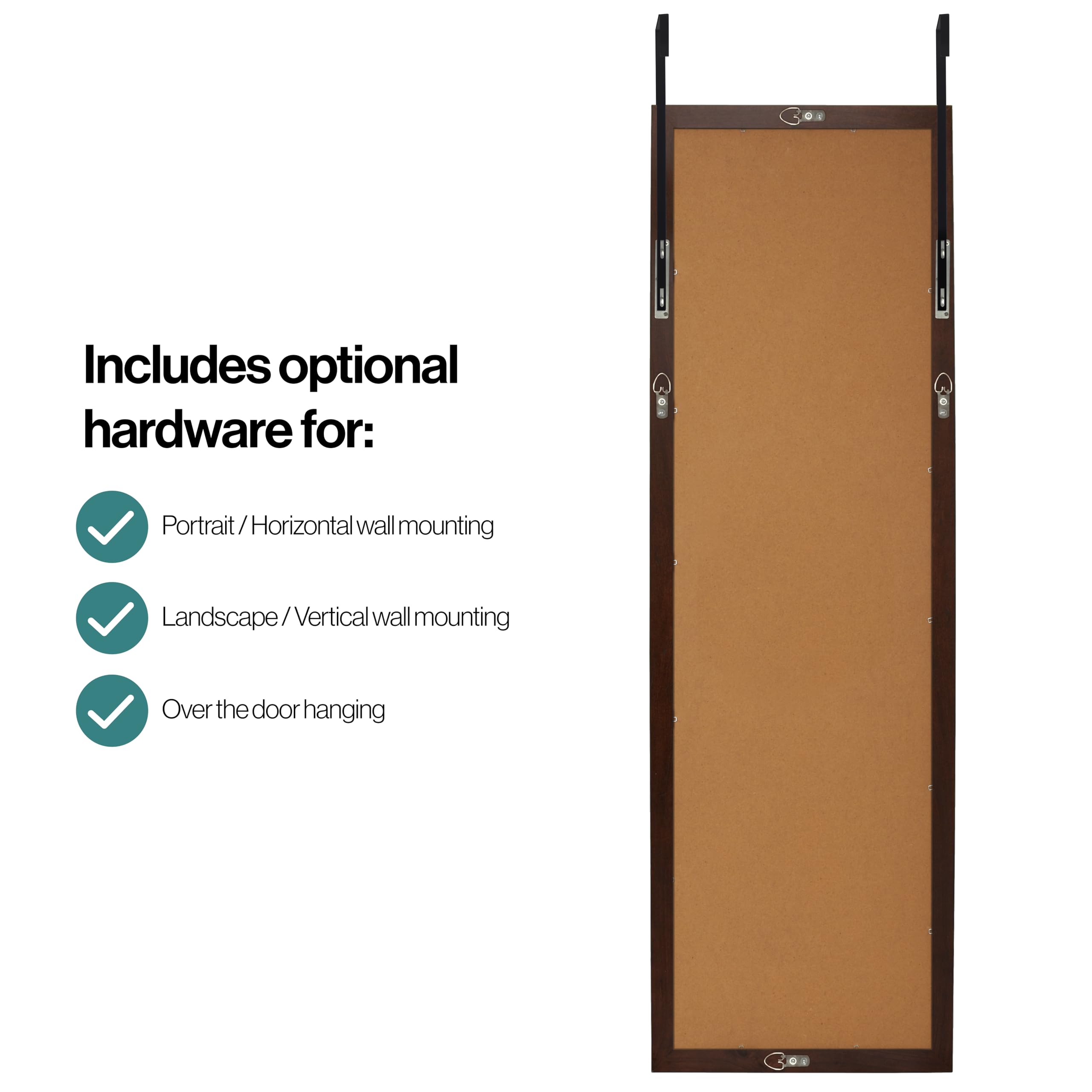 Full Length Wooden Wall Mirror – Wenge Brown – 35x110cm
