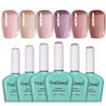 Firedeep 6 Color Jelly Nude Gel Nail Polish Set – Sheer Soak Off UV Gel