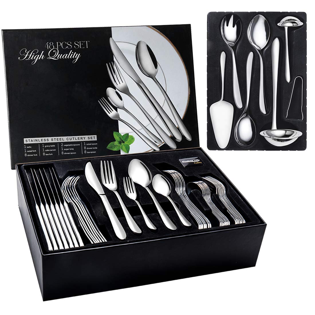 JIALONGDA 48-Piece Stainless Steel Flatware Set | Service for 8