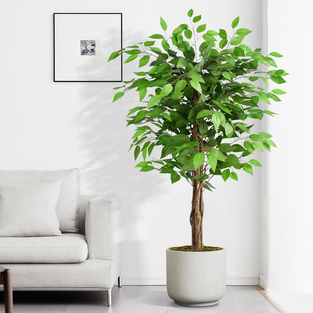Keeplush 5ft Artificial Ficus Tree | Lifelike Faux Plant with Wood Trunks