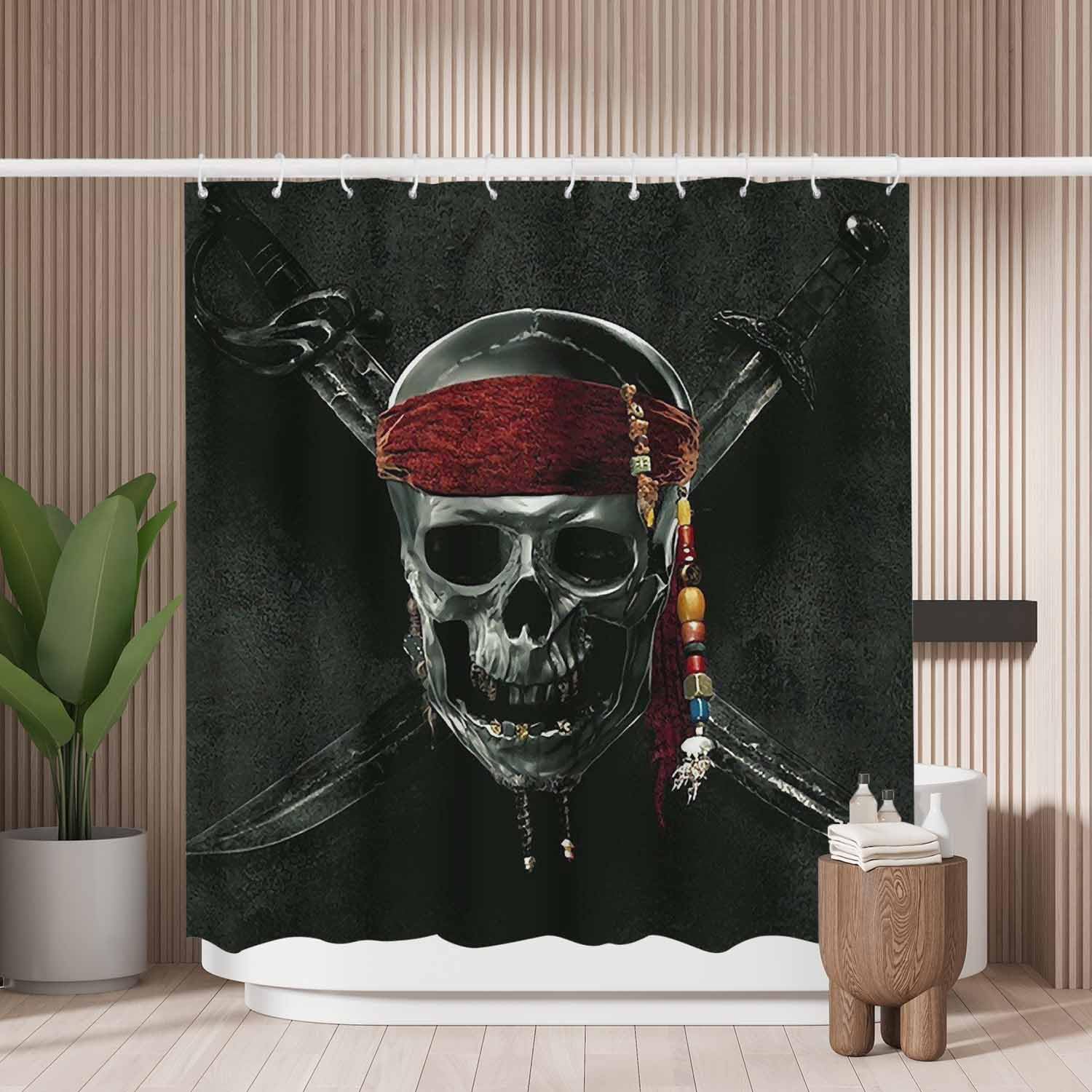Pirate Shower Curtain – Mold Resistant Polyester, 180x180cm