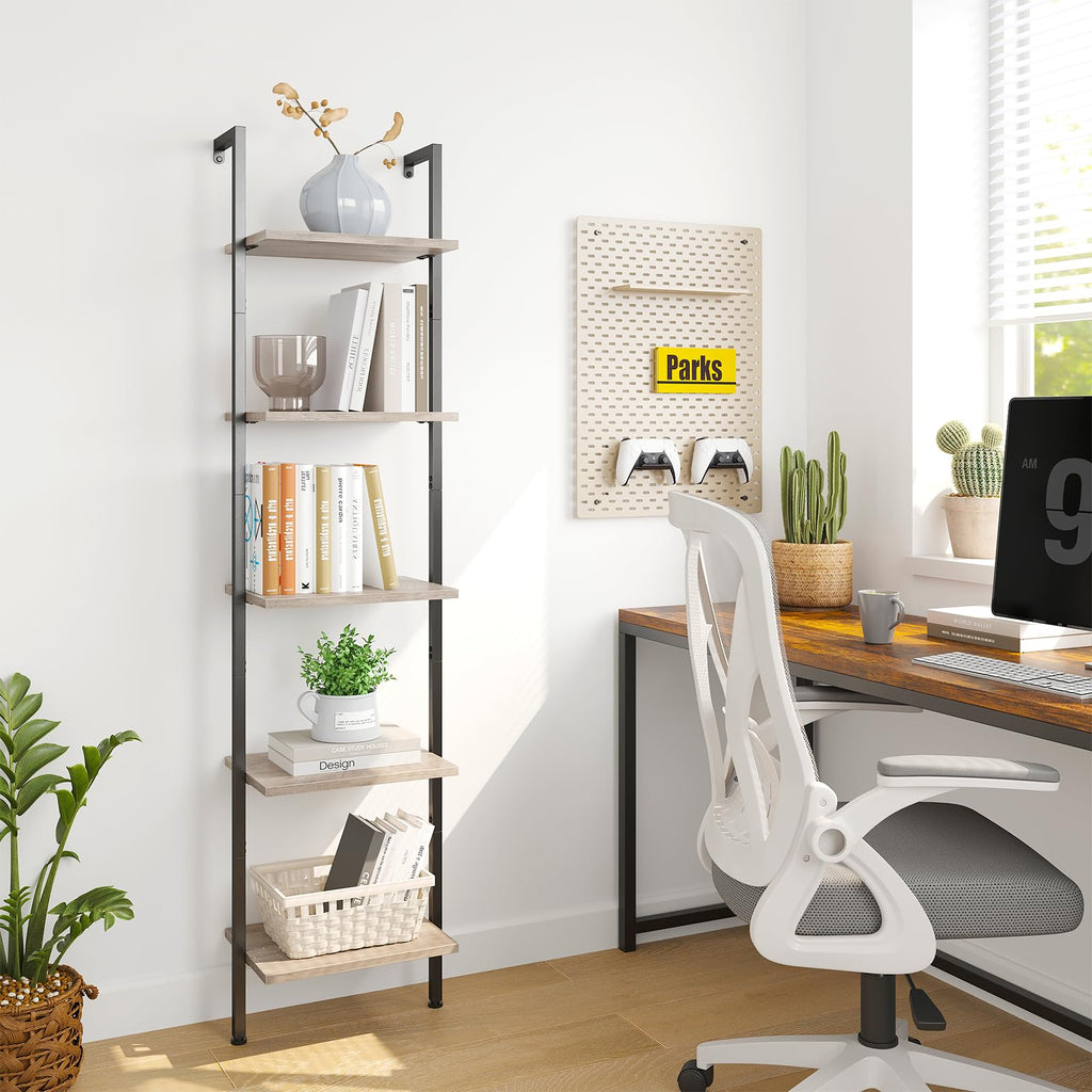 ELYKEN Slim Leaning Ladder Shelf Wall Mounted Wooden Narrow Shelf Unit - image 3
